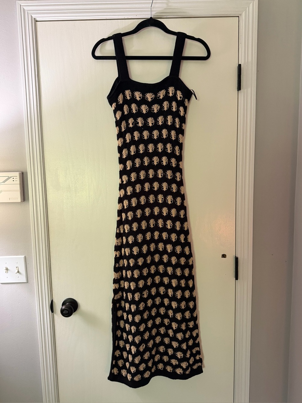 Evereve Anastasia Crochet Dress MiDi Sundress Size Small New Tan & Black - Picture 5 of 7